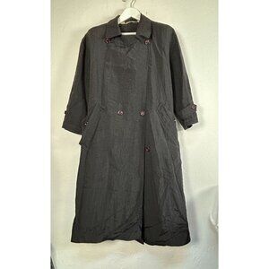 Indygo Kenar Womens Black Double-Breasted Long Trench Coat Free Size Pockets